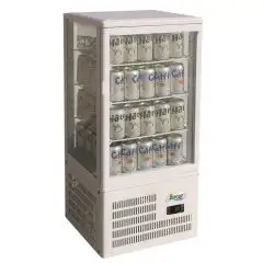 VITRINE RÉFRIGÉRÉE COMPTOIR POUR BOISSONS - VITRE SUR 4 LATS - Mod. G-TCBD68 - Température +2º/+8ºC - Capacité Lt. 68 - VOLTAGE MONOPHASE 230V/1/50Hz - PUISSANCE W 160 - Dim. 42,8 x38,6 x92,4 cm - Poids 33 Kg