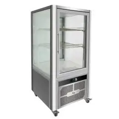 VITRINE RÉFRIGÉRÉE VERTICALE EN ACIER INOX AISI 430 - DOUBLE VITRE SUR 4 CÔTÉS - Mod. G-VGP200R - VENTILÉ - CAPACITÉ' Lt 200 - Température +2°/+8°C - Dim. 70,1 x74,2 x130 h cm - Norme CE