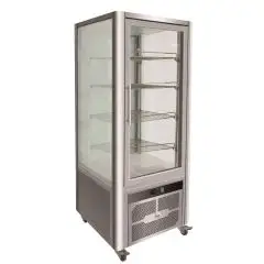 VITRINE RÉFRIGÉRÉE VERTICALE EN ACIER INOX AISI 430 - DOUBLE VITRE SUR 4 CÔTÉS - Mod. G-VGP400R - VENTILÉ - CAPACITÉ' Lt 408 - Température +2°/+8°C - Dim. 70,6 x74 x180 h cm - Norme CE