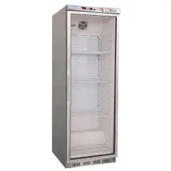 ARMOIRE RÉFRIGÉRÉE EN ACIER INOX AISI 430 ET ABS - STATIQUE - ECO - Mod. G-ER400GSS - N. 1 PORTE EN VERRE - CAPACITÉ 350 LT - Température +2º/+8ºC - Dim. 60x58,5x185,5 cm - Norme CE