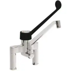 ROBINET POUR ÉVIER  Mod. RBMBS - Double trou et 1 commande - Mélangeur articulé  - Levier couleur noir  - Trou de fixage : ø 22 mm