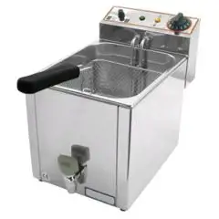 FRITEUSE ÉLECTRIQUE AVEC ROBINET DE  COMPTOIR - Mod. FR 8 - Capacité cuve Lt. 8 d' huile - Puissance kW 3 - Alimentation monophasé - Dim.26 x 40 x h 34,5 cm - Norme CE
