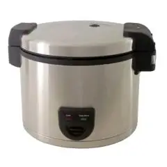 CUISEUR À RIZ - Mod. RIS 8 - Corp en acier - Récipient intérieure antiadhésif - Capacité d'eau lt. 8 - Puissance W 1950 - Alimentation monophasé - Dim. ø L 32 xh 35 cm- Norme CE