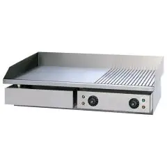 PLANCHA ÉLECTRIQUE DE COMPTOIR - Mod. GHN 75RL - Superficie 2/3 smooth e 1/3 rigato - Plan de cuisson 72,5x40 cm - Puissance kW 4,4 - Alimentation monophasé - Dim.73,5 x 53 x h 24,5 cm - Norme CE