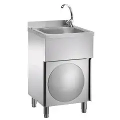LAVES MAINS ET LAVE USTENSILES SUR MEUBLE - MOD. LC 50 MM - STRUCTURE EN INOX - PORTE BATTANTS - ÉQUIPÉ DE MÉLANGEUR - DIM. 50 x 50 x h 85 cm