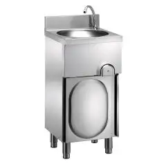 LAVES MAINS SUR MEUBLE - MOD. LM 48 M - STRUCTURE EN INOX - PORTE BATTANTS - COMMANDE À GENOU - DIM. 40 x 40 x h 85 cm