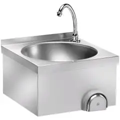 LAVE MAINS MURAL - MOD. LM 40 - STRUCTURE INOX - COMMANDE À GENOU - DIMENSIONS  cm 40 x 40 x 32 h