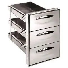 COMMODE EN ACIER INOXYDABLE 1/3 - Ligne ICE - Mod. IC CS13 40 GS - Guide simple - Coins arrondis - Trou de banc cm L 44,5 x 60,4 H - Profondeur du tiroir cm 43,1