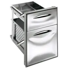 COMMODE EN ACIER INOXYDABLE 2/3 - Ligne ICE - Mod. IC CS23 40 GS - Guide simple - Coins arrondis - Trou de table cm L 44,5 x 60,4 H - Profondeur du tiroir cm 43,1