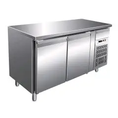 TABLE RÉFRIGÉRÉE EN ACIER INOX AISI 304 - POUR PÂTISSERIE - VENTILÉ - Mod. G-PA2100TN - CAPACITÉ BRUTE 390 Lt - N. 2 PORTES - Température +2°/+8°C - Dim. 151x80x86 cm - Norme CE