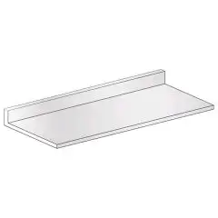 PLAN EN ACIER INOX POUR DOSSERET COMPTOIR  - Mod PAIRB539/750 - HAUTEUR DOSSERET cm 10 - DIM. Cm L 75 x P 52,5 x h 13,1 (plan avec dosseret) - NORME CE
