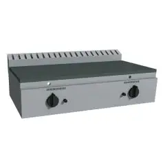 PLAQUE À PIADINA À GAZ - Mod. RAH1PKBB - Plan de cuisson en acier inox - 2 zones de cuisson - Capacité thermique 19,8 kW - Dim.  L 102 x P 53 x H 25,5 cm - Norme CE
