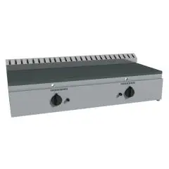 PLAQUE À PIADINA À GAZ - Mod. RAJ2GKBB - Plan de cuisson en acier inox - 2 zones de cuisson - Capacité thermique 26 kW - Dim.  L 126 x P 53 x H 25,5 cm - Norme CE