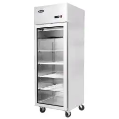 ARMOIRE RÉFRIGÉRÉE EN ACIER INOX - Mod. MCF8604GR - FROID VENTILÉ - CAPACITÉ 670 L - 1 PORTE VITRÉE - TEMPÉRATURE 0°/+8°C - Dim. L 73 x P 80,5 x h 206,5 cm - Norme CE
