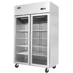 ARMOIRE RÉFRIGÉRÉE EN ACIER INOX - Mod. MCF8605GR - FROID VENTILÉ - CAPACITÉ 1240 L - 2 PORTES VITRÉES - TEMPÉRATURE 0°/+8°C - Dim. L 131,4 x P 80,5 x h 206,5 cm - Norme CE