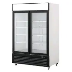 ARMOIRE RÉFRIGÉRÉE EN ACIER - Mod. MCF8716GR - FROID VENTILÉ - CAPACITÉ 1300 L - 2 PORTES VITRÉES - TEMPÉRATURE 0°/+8°C - Dim. L 138,2 x P 80,5 x h 206,5 cm - Norme CE