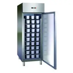 ARMOIRE RÉFRIGÉRÉE CONGÉLATEUR EN ACIER INOX AISI 304 - SPÉCIAL GLACES - FROID VENTILÉ - Mod. GELATO990BT - CAPACITÉ 852 L - 1 PORTE - TEMPÉRATURE -14º/-22ºC - Dim. L 74 x P 99 x h 201 cm - PEUT CONTENIR 54 BACS DE 5 L - Norme CE