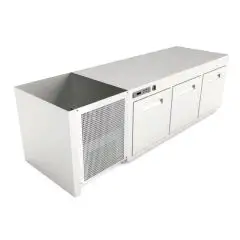 COMPARTIMENT À BAR RÉFRIGÉRÉ ENCASTRABLE - MOD. CIR609/TN200 - Température TN +4°C/+8°C - L. 200 cm - AVEC UNITÉ CONDENSATRICE INCORPORÉE  - RÉFRIGÉRATION STATIQUE  - PUISSANCE  W 357 - CAPACITÉ COMPARTIMENT RÉFRIGÉRÉ lt 526