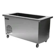 Meuble réfrigéré avec cuve -Îlot central sur roues - Structure en inox  finissage en scotch brite