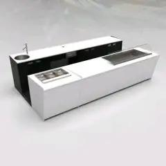COMPTOIR DE BAR ET COMPTOIR ARRIÈRE AVEC PRÉSENTOIR DE CRÈME GLACÉE PANORAMIQUE - MOD. START UP L1000PANORAMA+L3000/SX H951 VT - AVEC RÉSERVOIR RÉFRIGÉRÉ POUR L’AFFICHAGE DES ALIMENTS ET DES BOISSONS À GAUCHE - VERRE POUR LA PROTECTION DU RÉSERVOIR RÉFRIG
