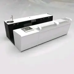 COMPTOIR DE BAR ET COMPTOIR ARRIÈRE AVEC PRÉSENTOIR DE CRÈME GLACÉE PANORAMIQUE - MOD. START UP L1000PANORAMA+L2500 H1150 - DOUBLE PALETTE VITRÉE - N. 3 CELLULES AVEC RÉFRIGÉRATION VENTILÉE - ALIMENTATION V 230/50Hz MONOPHASÉ - AVEC CONDENSATION INTÉGRÉE 