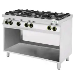 CUISINIÈRE À GAZ 6 FEUX - MOD CC76G - Plaque encastrée - Sans flamme pilote - Puissance kW 28,5 - Dimensions cm L 120 x P 70 x H 90 - Norme CE