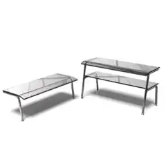 Étagère en cristalavec supports en tubulaire, INOX