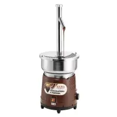 FONTAINE À CHOCOLAT COULEUSE ET TEMPÉREUSE DE COMPTOIR - MOD. CF 2105 -  CORPS DE L'APPAREIL EN POLYCARBONATE MARRON OU GRIS MÉTALISÉ - CUVE DE 5,5 L - PUISSANCE 1000 W - ALIMENTATION MONOPHASÉE 230V/1/50Hz - DIMENSIONS Ø 29 x H 73 cm - NORME CE