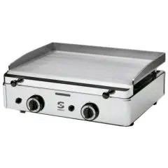 PLANCHA À GAZ DE COMPTOIR - Mod. SPG-601 - Plaque lisse en acier - Puissance W 5500 - Surface de cuisson cm L 58,3 x P 39,5 - Dimensions cm L 60 x P 50,7 x 23,4 h - Norme CE