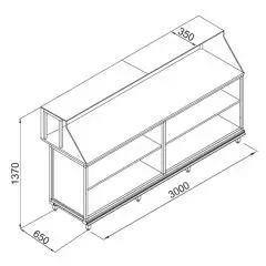 COMPTOIR PIZZA BAR ET GASTRONOMIE NEUTRE - PANNEAU SEMI-FINI - MOD. BNA3000231 - VERRE HAUT - TAM. Cm L 300 x P 65 x h 137 - NORME CE