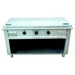 CUISINIÈRE  TEPPANYAKI ÉLECTRIQUE 3 ZONES DE CUISSON  - MOD.  VGP3120G -  Construite exclusivement sur mesure - Compartiment ouvert - Plaque de cuisson en chrome dure poli - Chemin de câble périmétrique - Puissance électrique kW  16,2 (3x5,4 kW) - Voltage
