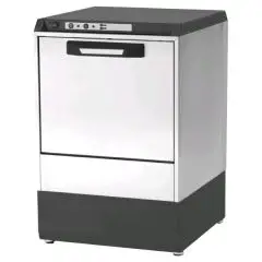 LAVE-VERRES ÉLECTRONIQUE EN ACIER INOX AISI 304 18/10 - Mod. 6322 VZ - PASSAGE UTILE HAUTEUR MAXIMUM 29 cm - PANIER ROND diamètre 41 cm - CYCLE 120" - Doseur automatique de produit de rinçage - Dimension totale L 47,5 x P 50,5 x H 71,9 cm