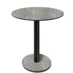 Table &agrave; table arrondie - finition brooklyn fonc&eacute;e - Colonne noire - Mod&egrave;le 227-HPR-403 - avec base H 73 cm