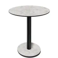 Table &agrave; table ronde - finition claire Brooklyn - Colonne noire - Mod&egrave;le 227-HPR-403 - avec base H 73 cm