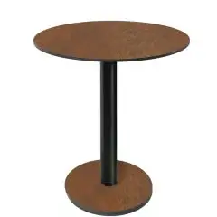 Table &agrave; dessus rond - finition cuivre - Colonne noire - Mod&egrave;le 227-HPR-403 - avec base H 73 cm