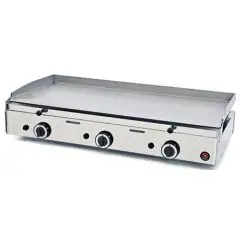 PLANCHA À GAZ DE COMPTOIR - Mod SPG-1001 - Plaque lisse en acier - Puissance 9300 W - Surface de cuisson cm L 98,3 x P 39,5 - Dimensions cm L 102 x P 50,7 x 23,4 H - Norme CE