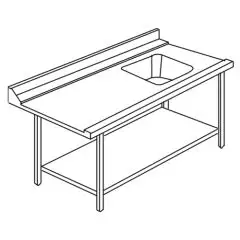 TABLE D'ENTRÉE AVEC BAC ET BORD RELEVÉ POUR LAVE-VAISSELLE DE TYPE CAPOT - Mod ACTAVINV - STRUCTURE EN ACIER INOXYDABLE AISI 304 - À GAUCHE/À DROITE SELON LE MODÈLE - AVEC ÉTAGÈRE INFÉRIEURE - POUR LES LAVE-VAISSELLE MODÈLE LAPI 50 C ET LAPI 50 C PL