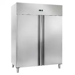 ARMOIRE RÉFRIGÉRÉE - ACIER INOX - FROID VENTILÉ - Mod. CM 1400 TN - GASTRONORM 2/1 (65 x 53 cm) - DEUX PORTES - AVEC SERRURE - CAPACITÉ 1400 L - TEMPÉRATURE -2° /+8° C - Dim. L 148 x P 83 x h 201 cm - NORME CE