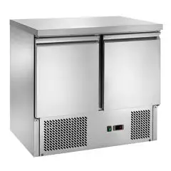 SALADETTE ET TABLE RÉFRIGÉRÉE EN ACIER INOX - Mod. CM941 - STATIQUE - GASTRONORM 1/1(cm 53 x 32,5) - N. 2 PORTES RÉFRIGÉRÉES - THERMOSTAT NUMÉRIQUE- TEMPÉRATURE +2º/+8ºC - Dim. 90 x 70 x h 85 cm - Norme CE