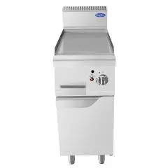 PLANCHA PROFESSIONNELLE À GAZ, PLAQUE INOX LISSE - Mod. CV9I4IHC - COMPARTIMENT AVEC PORTE À BATTANT - Puissance 10 kW - Dimensions L 40 X P 90 X H 114 cm - Norme CE
