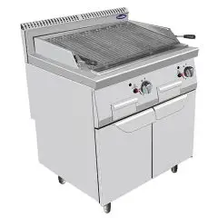 GRILL PIERRE DE LAVE PROFESSIONNEL À GAZ - Mod. CV7I8EOI - COMPARTIMENT AVEC PORTES À BATTANT  - Puissance 14 kW - Dimensions L 80 X P 70 X H 108,5 cm - Norme CE