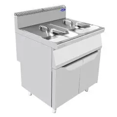 FRITEUSE À GAZ - LINEA COOK - Mod. CV7I8HH - 2 CUVES 16 + 16 L D'HUILE - COMPARTIMENT AVEC PORTES À BATTANT  - Puissance 26 kW - Dimensions L 80 X P 70 X H 108,5 cm - Norme CE