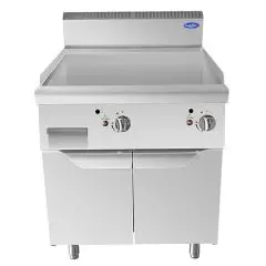 PLANCHA PROFESSIONNELLE À GAZ, PLAQUE INOX LISSE - Mod. CV9I8IHC - COMPARTIMENT AVEC PORTES À BATTANT  - Puissance 20 kW - Dimensions L 80 X P 90 X H 114 cm - Norme CE