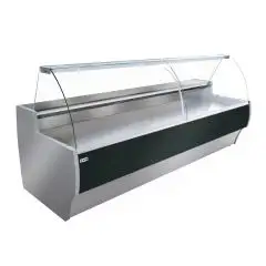 Comptoir-vitrine réfrigéré - Mod BARKLY VT - Froid ventilé - Température minimale de service °C -1/+7 - Profondeur plan d'exposition: 75 cm