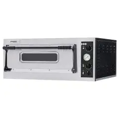 FOUR ÉLECTRIQUE MÉCANIQUE À PIZZA - Mod. BASIC 4 - 1 chambre - Sole en briques réfractaires - Dimensions chambre 66x66x14h cm - Nombre de pizzas : 4 (Ø 32 cm ) - Puissance 4,7 kW - Norme CE
