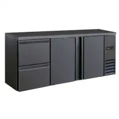 ARRIÈRE DE BAR RÉFRIGÉRÉ POUR BOISSONS - Mod DD 322 UF - Température 0°/+10°C - Capacité de 482 litres - Alimentation monophasée V220/1 - Puissance de 320 W - Dimensions cm L 200,2 x P 51,3 x H 86 - Poids de 106 kg