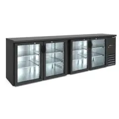 ARRIÈRE DE BAR RÉFRIGÉRÉ POUR BOISSONS - Mod DD 400 IF - Température 0°/+10°C - Capacité lt. 586 - Alimentation monophasée V220/1 - Puissance W 320 - Dimensions cm L 254,2 x P 53,5 x H 86 - Poids Kg. 150