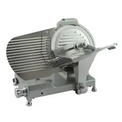 TRANCHEUSE OBLIQUE - Mod. BKL 275 LUX - Lame en acier inox ø 275 - Capacité de coupe L 180 x P 140 mm - Affûteur fixe - Verrouillage du chariot - Boutons de réglage en aluminium - Alimentation monophasée 230V/1/50Hz - Norme CE