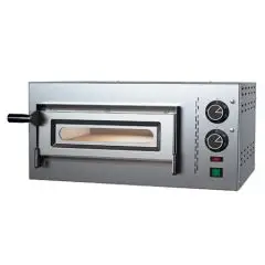 FOUR ÉLECTRIQUE MÉCANIQUE À PIZZA - Mod. O35/8O - 1 chambre - Sole en briques réfractaires - Dimensions chambre L 35 x P 35 x 8,5 h cm - 1 pizza (Ø 30/34 cm) - Puissance 2,2 kW - Norme CE