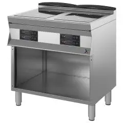 CUISINIÈRE ÉLECTRIQUE - Mod 7DLEF2B - N 4 plaques à induction - Compartiment  ouvert - Dimensions L 80 x P 70 x H 85/90 cm